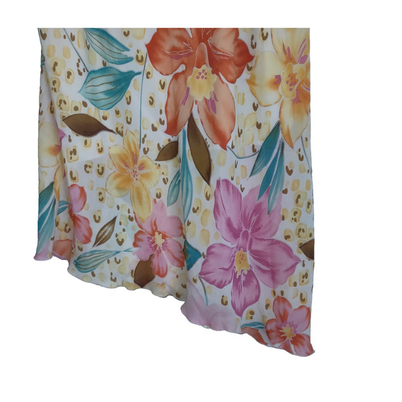 Ashley Stewart Yellow Skirt PLUS Sz 22 Floral Assymetrical Sheer Lined Flowy - Picture 3 of 16